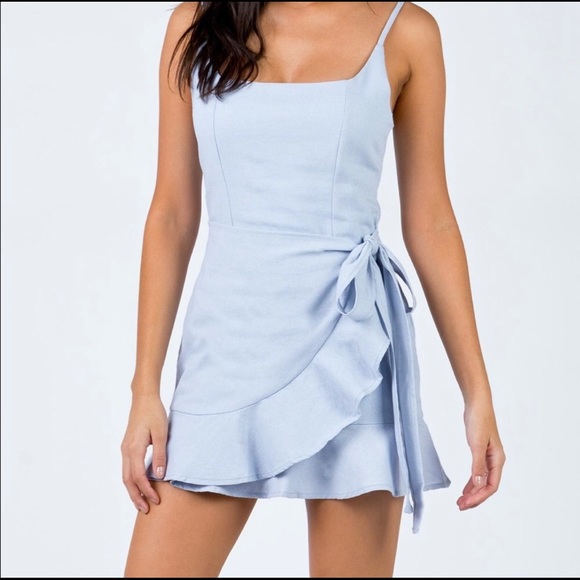 Princess Polly Blue Wrap Dress - Picture 1 of 3